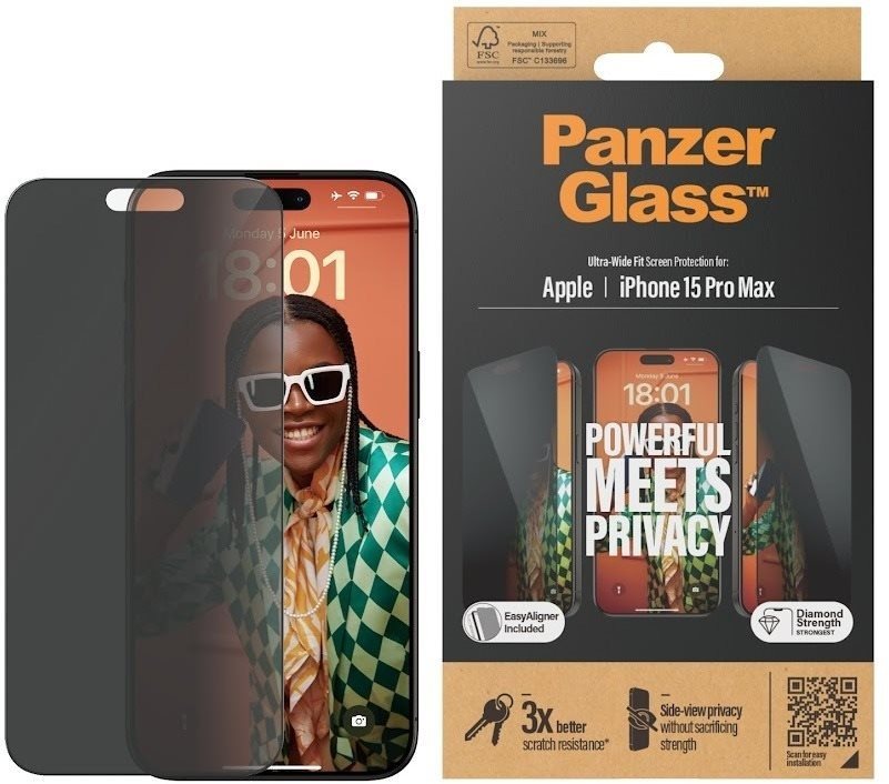 PanzerGlass Privacy Apple iPhone 15 Pro Max mit Einbaurahmen...