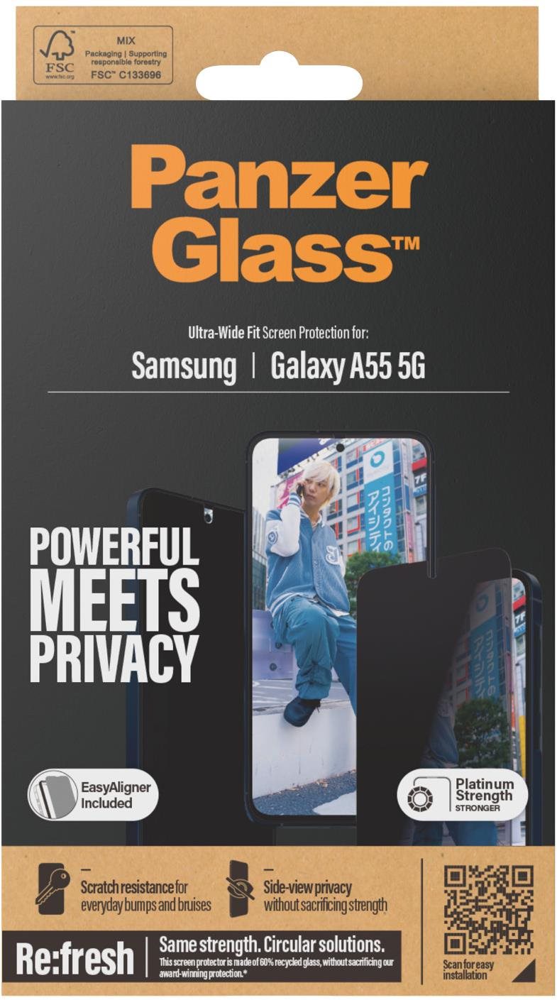 PanzerGlass Privacy Samsung Galaxy A55 5G s inštalačným rámčekom...