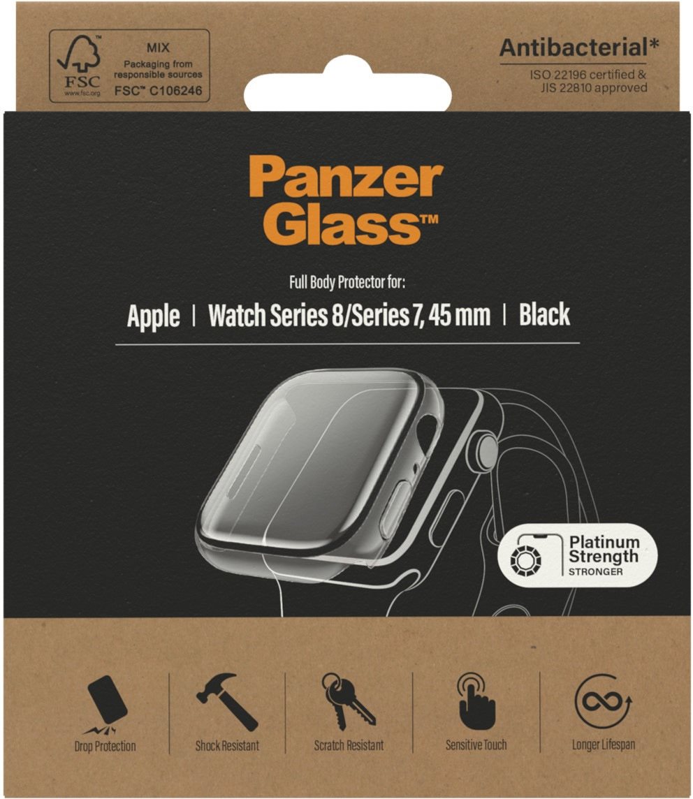 PanzerGlass Full Protection Apple Watch 7 45mm (cadre noir) Coque...