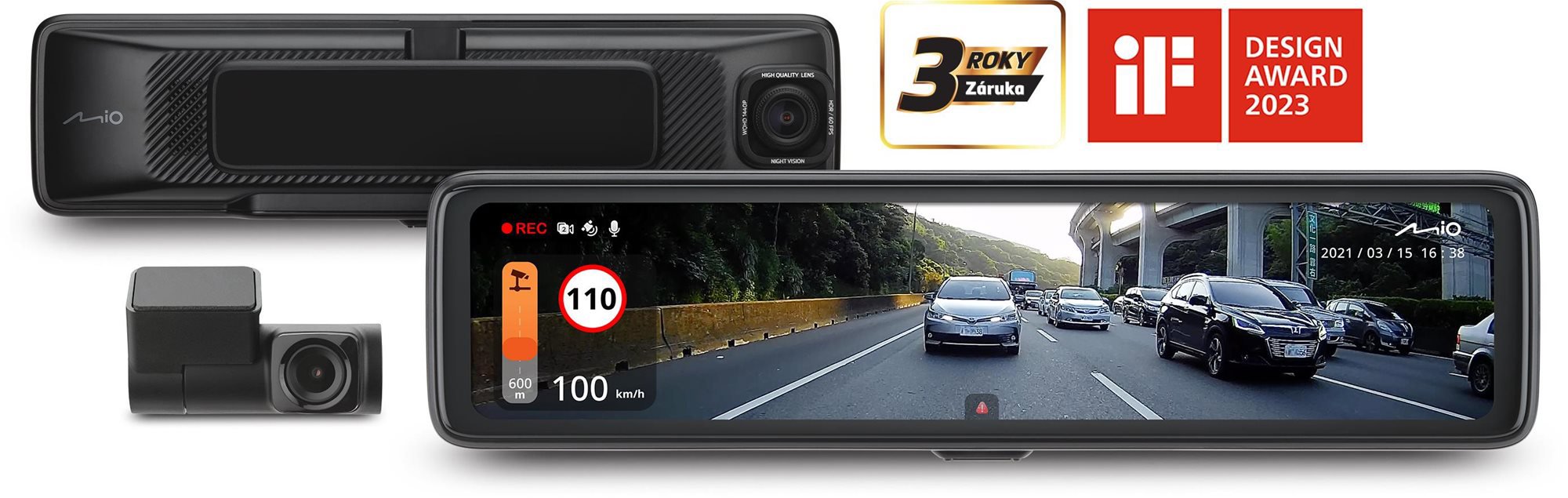 MIO MiVue R850T 2.5K HDR E-mirror Autós kamera