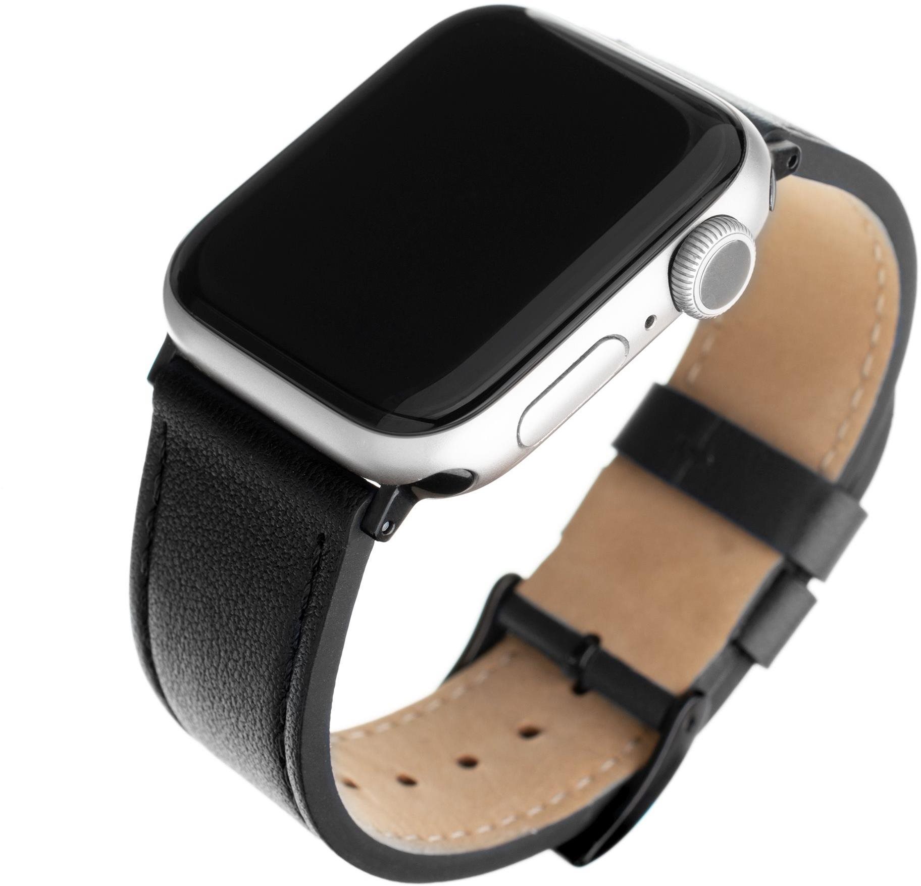 FIXED Leather Strap für Apple Watch 42/44/45/Ultra 49mm - schwarz...