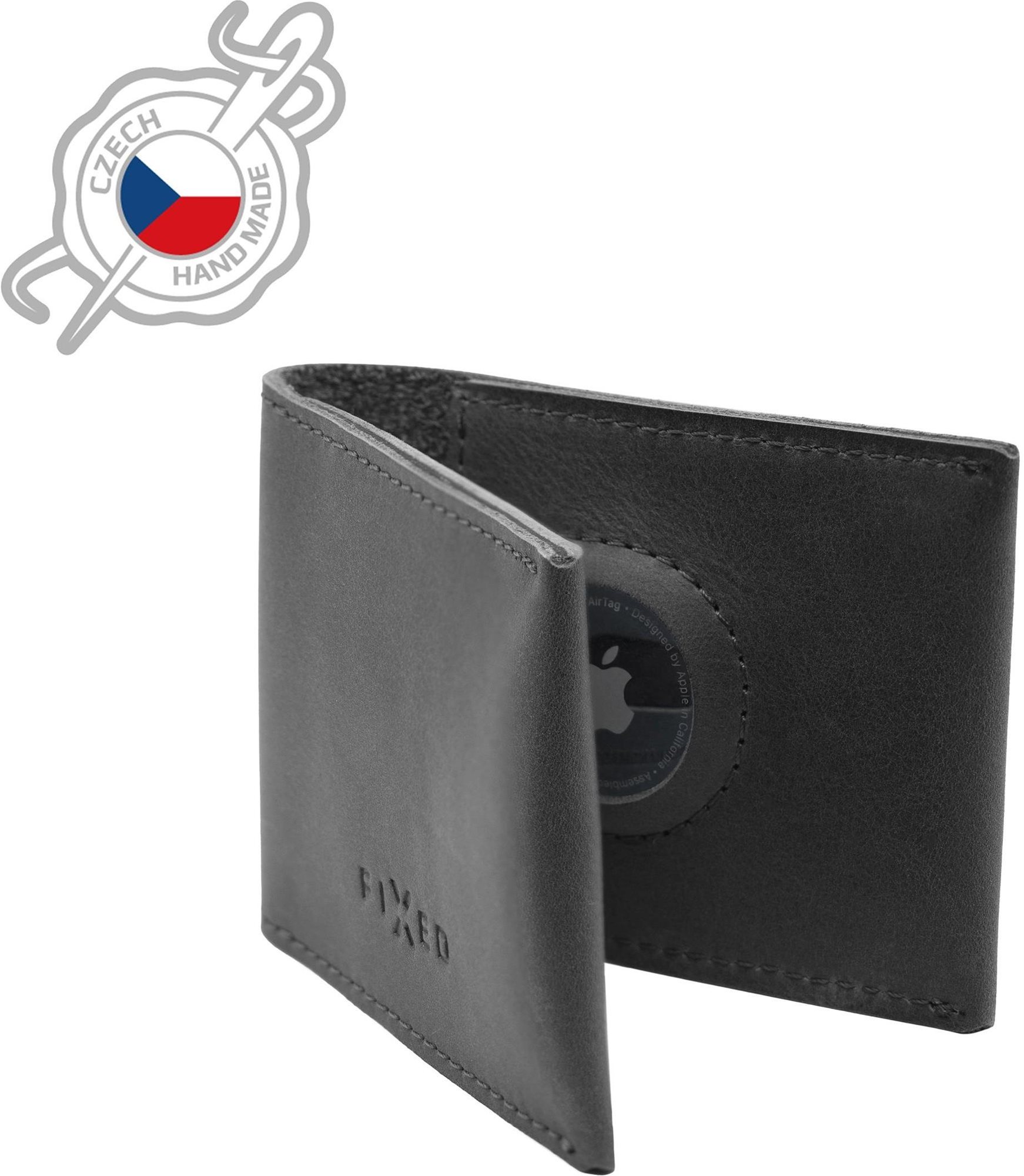 FIXED Wallet for AirTag z pravej hovädzej kože čierna Peňaženka