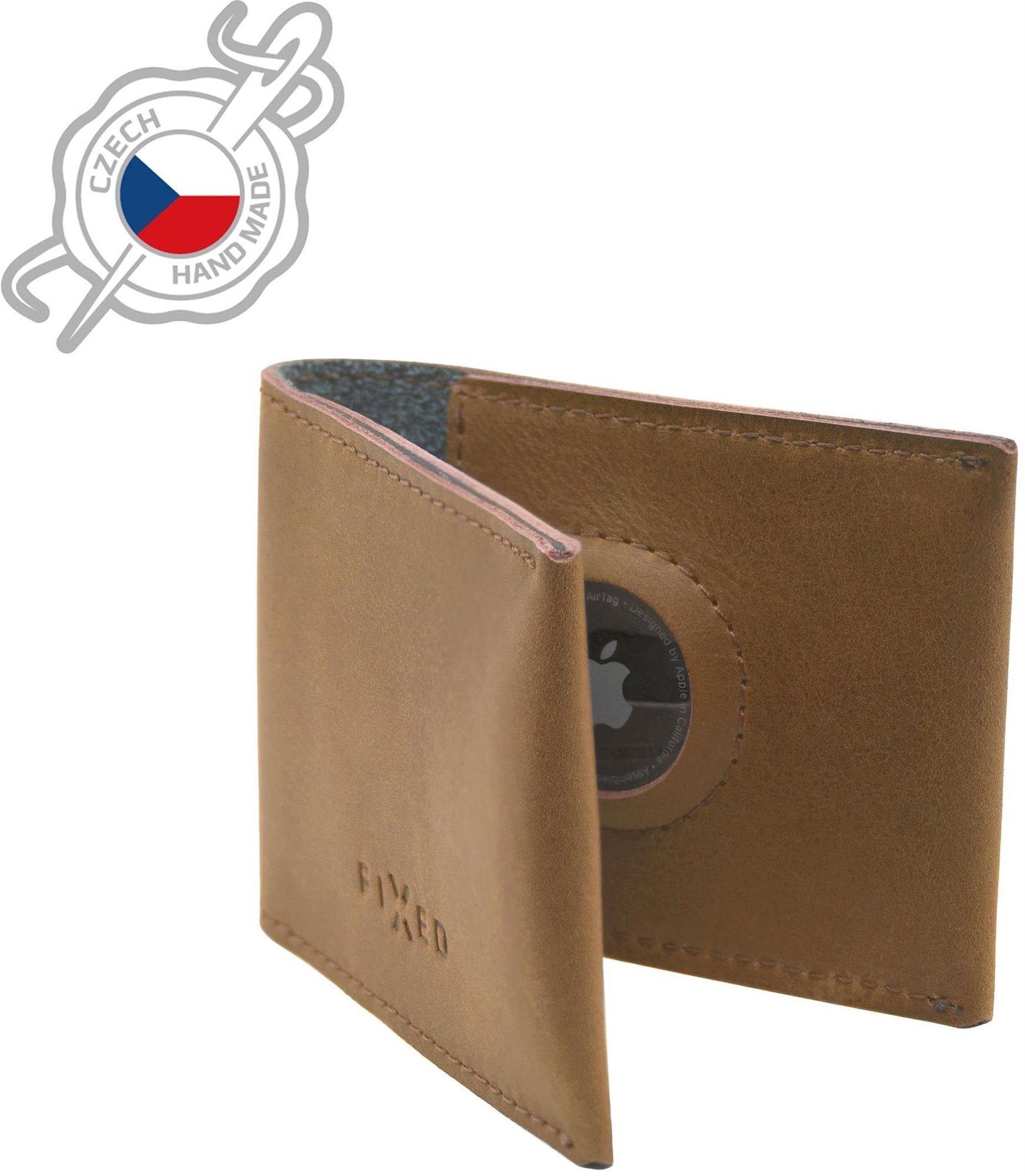 FIXED Wallet for AirTag z pravej hovädzej kože hnedá Peňaženka