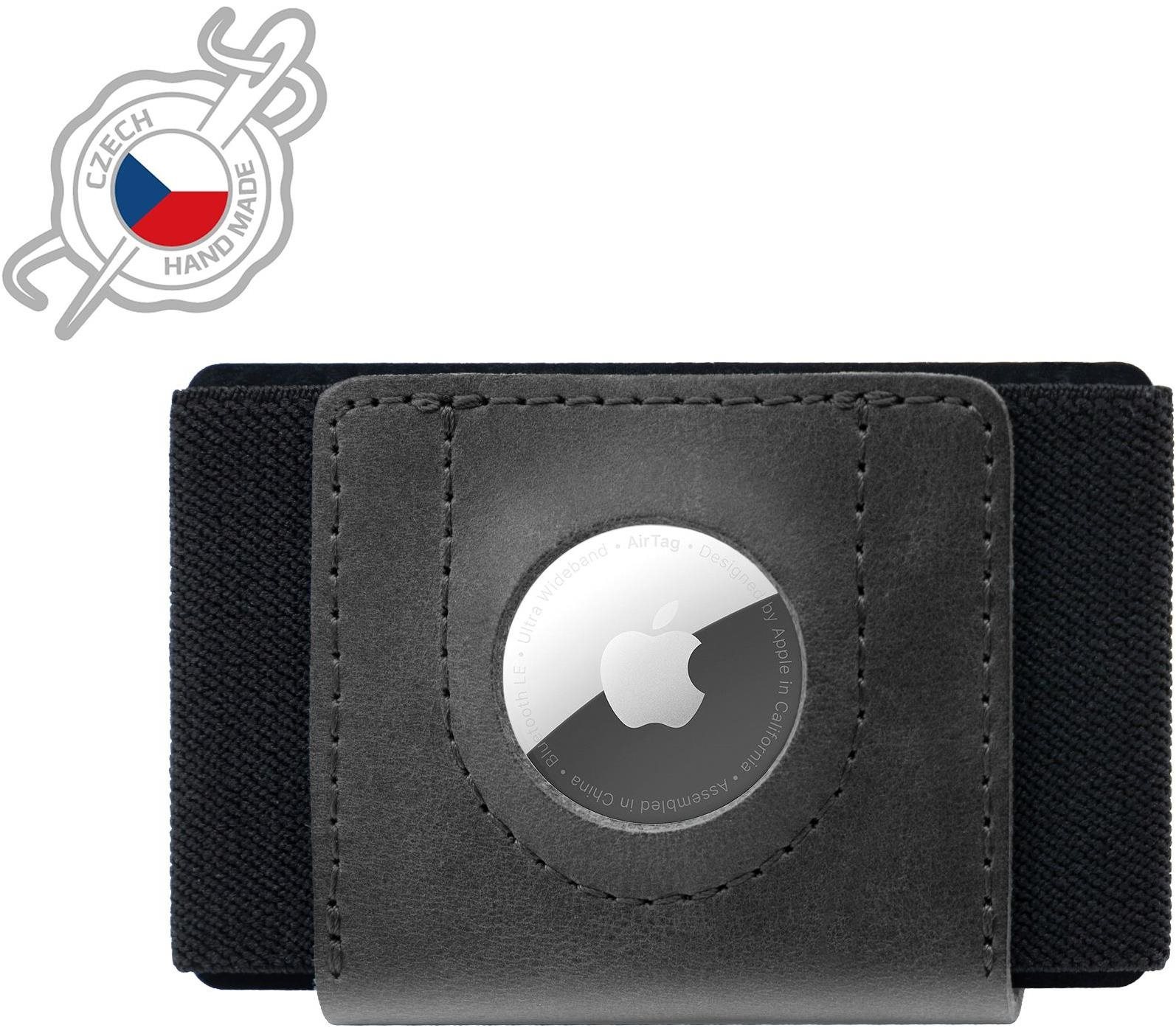FIXED Tiny Wallet for AirTag z pravej hovädzej kože čierna Peňaženka