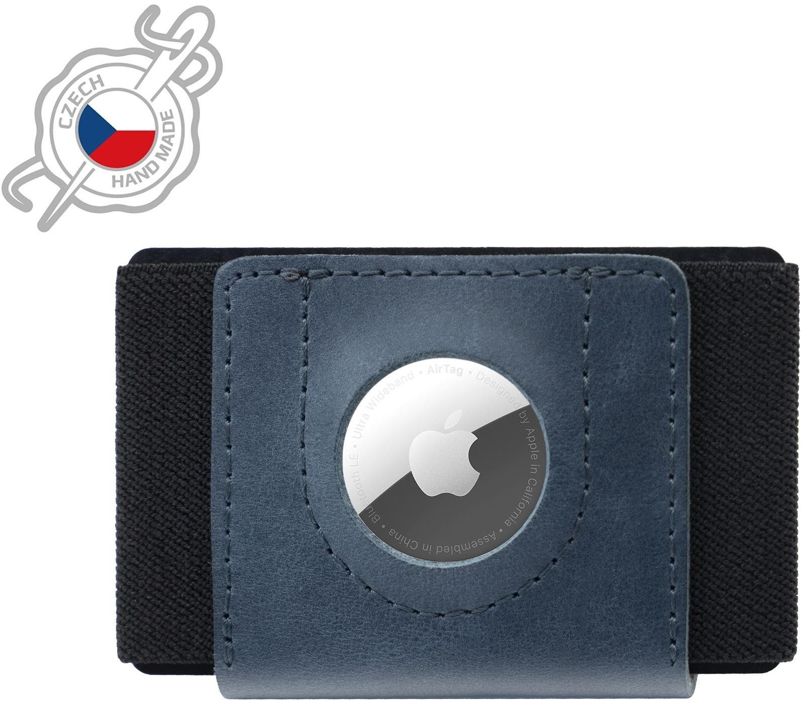 FIXED Tiny Wallet for AirTag z pravej hovädzej kože modrá Peňaženka