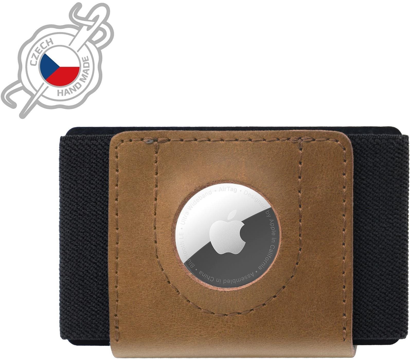 FIXED Tiny Wallet for AirTag z pravej hovädzej kože hnedá Peňaženka