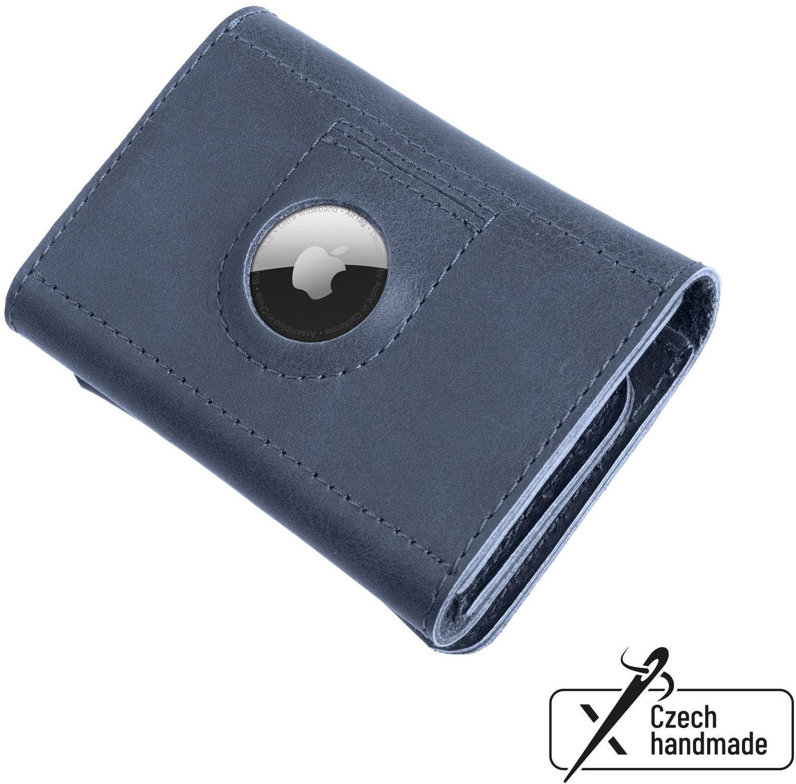 FIXED Tripple Wallet for AirTag valódi marhabőrből, kék Pénztárca
