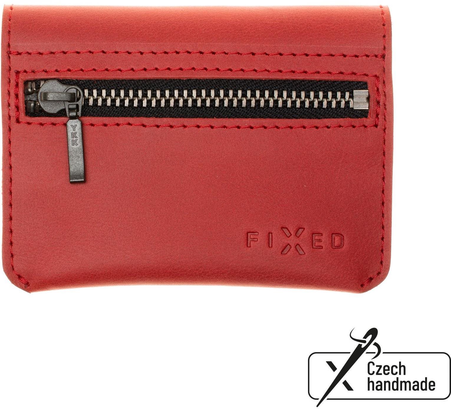 FIXED Tripple Wallet valódi marhabőrből, piros Pénztárca