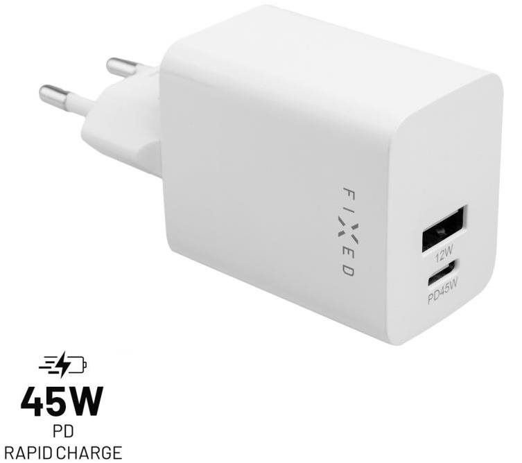 FIXED PD Rapid Charge Mini USB-C és USB kimenettel 45 W fehér Töltő...