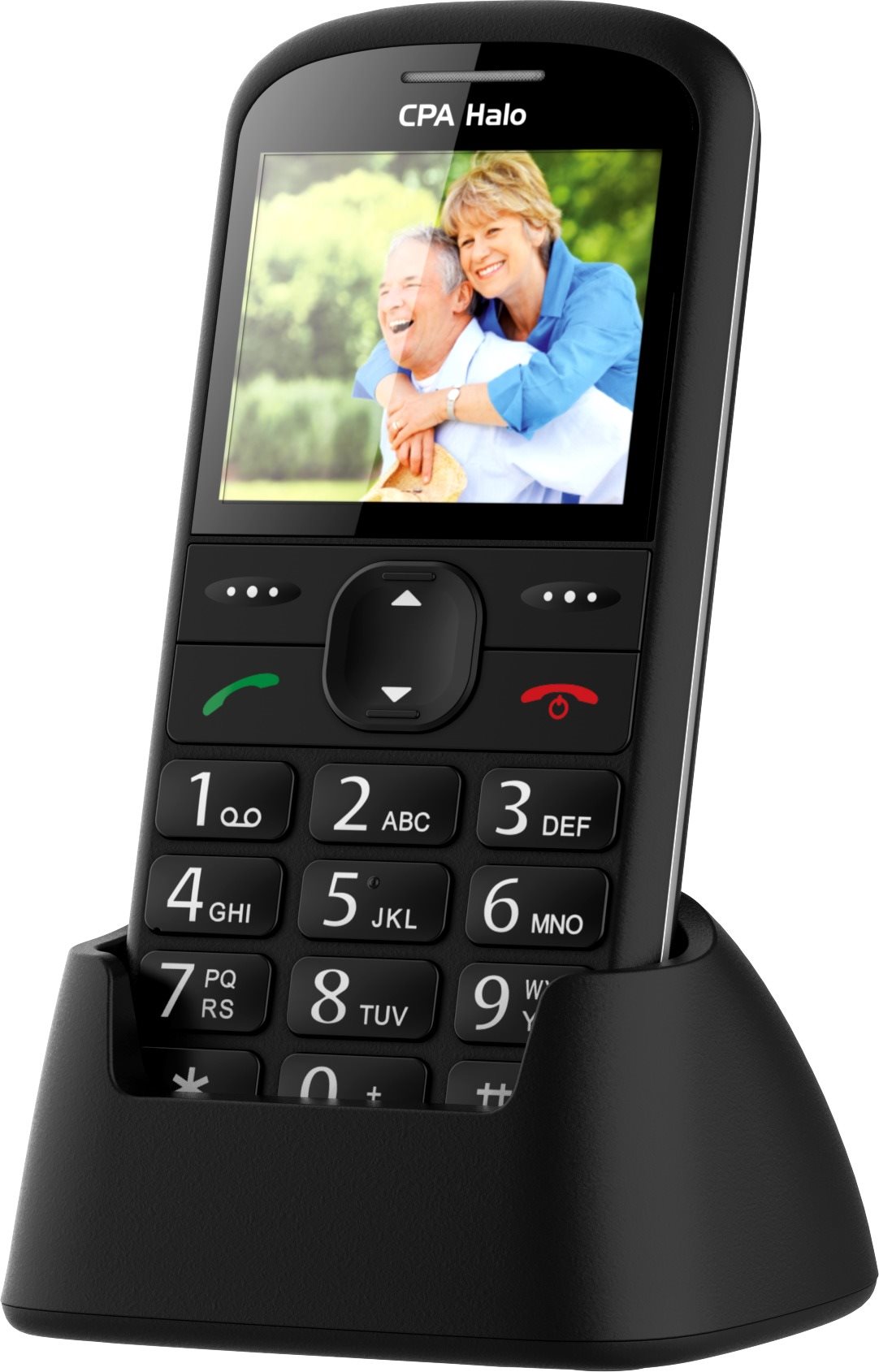CPA Halo 21 Senior čierny s nabíjacím stojančekom Mobilný telefón