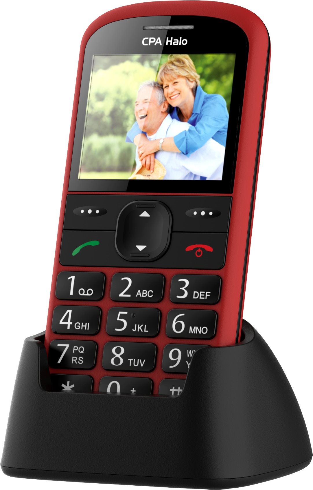 CPA Halo 21 Senior červený s nabíjacím stojančekom Mobilný telefón