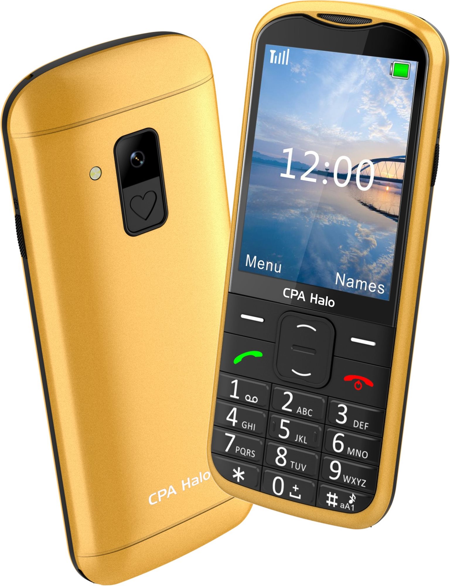 CPA Halo 28 Senior zlatý s nabíjacím stojančekom Mobilný telefón