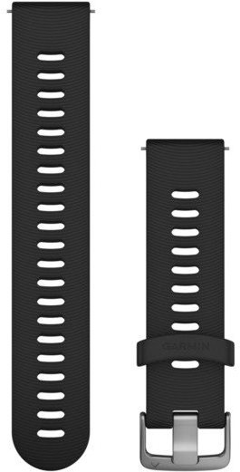 Garmin Quick Release 20, Silicone, Black (Silver Buckle) Watch Strap