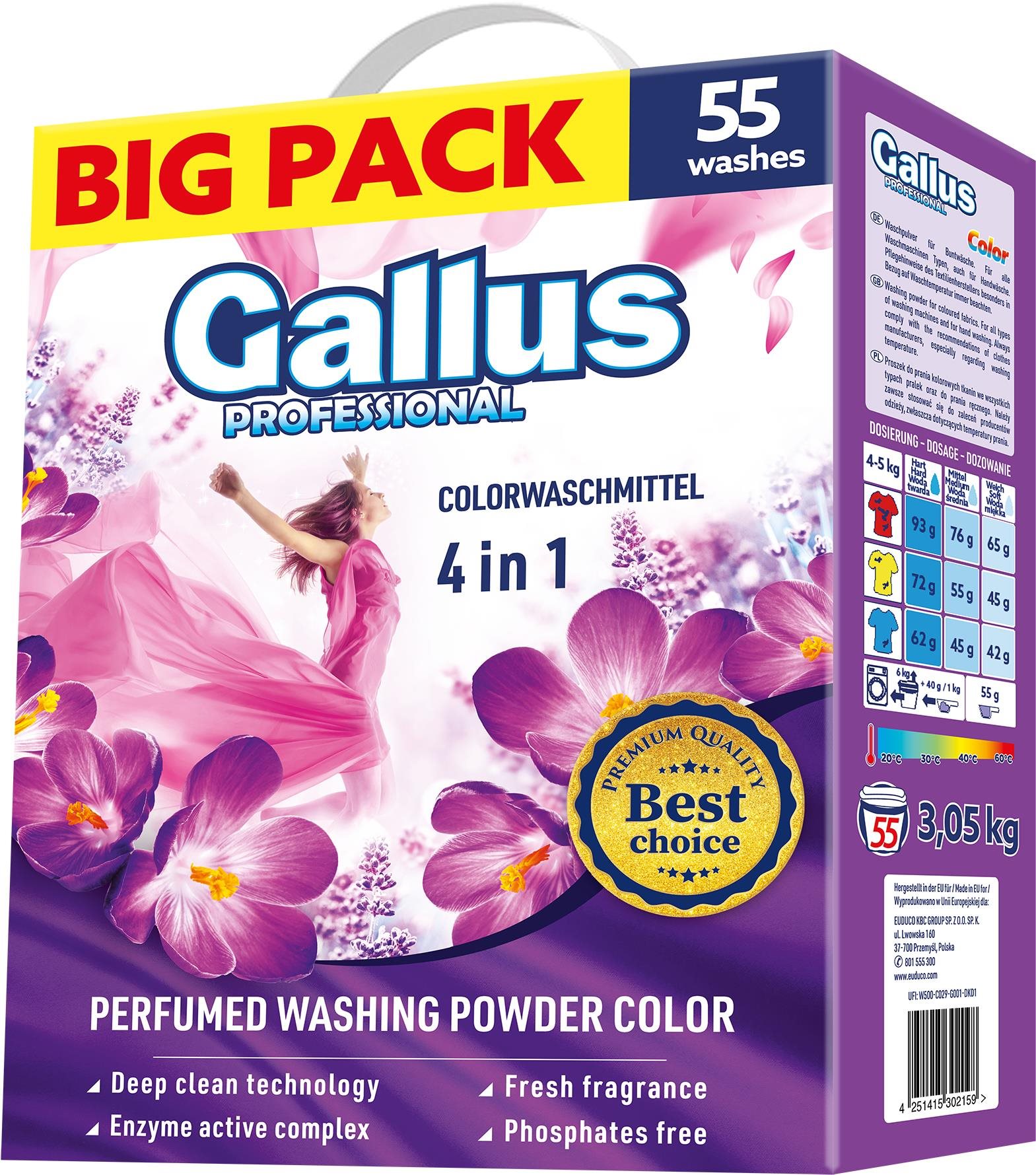 Gallus PROFESIONAL Color, 3,05 kg (55 mosás) Mosószer