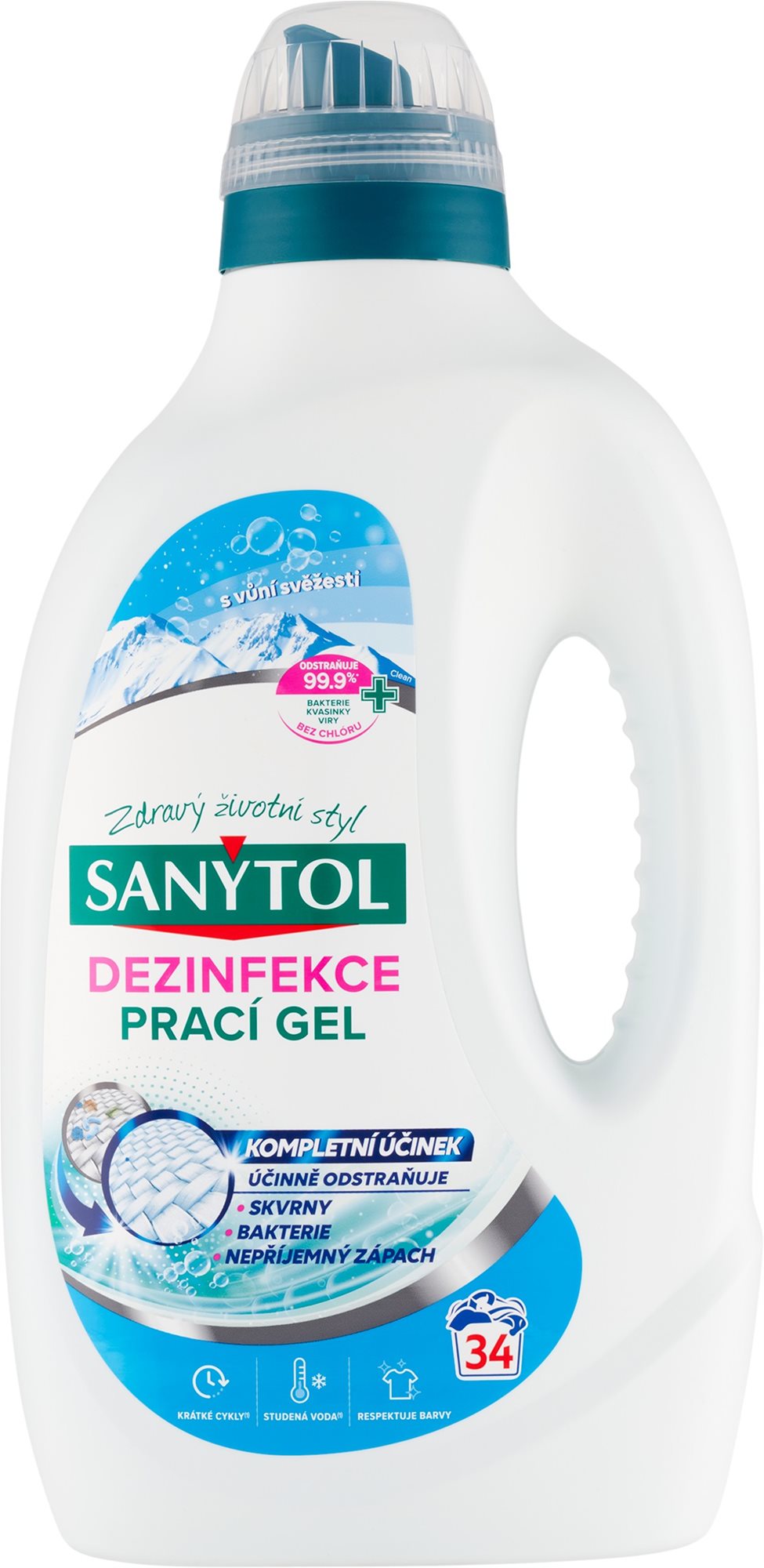 SANYTOL dezinfekčný prací gél s vôňou sviežosti 1,7 l (34 praní)...
