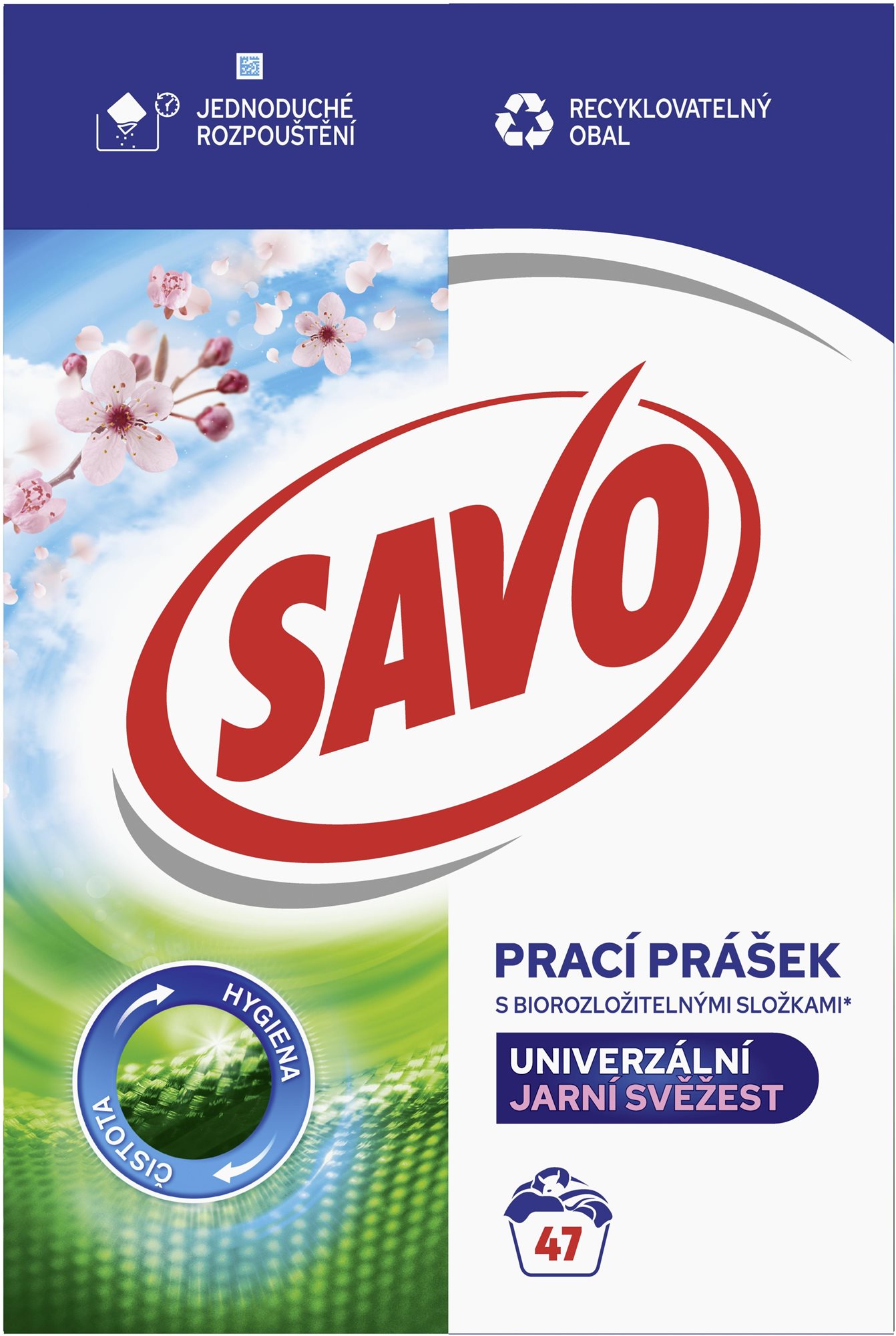 SAVO jarná sviežosť 3,2 kg (47 praní) Prací prášok