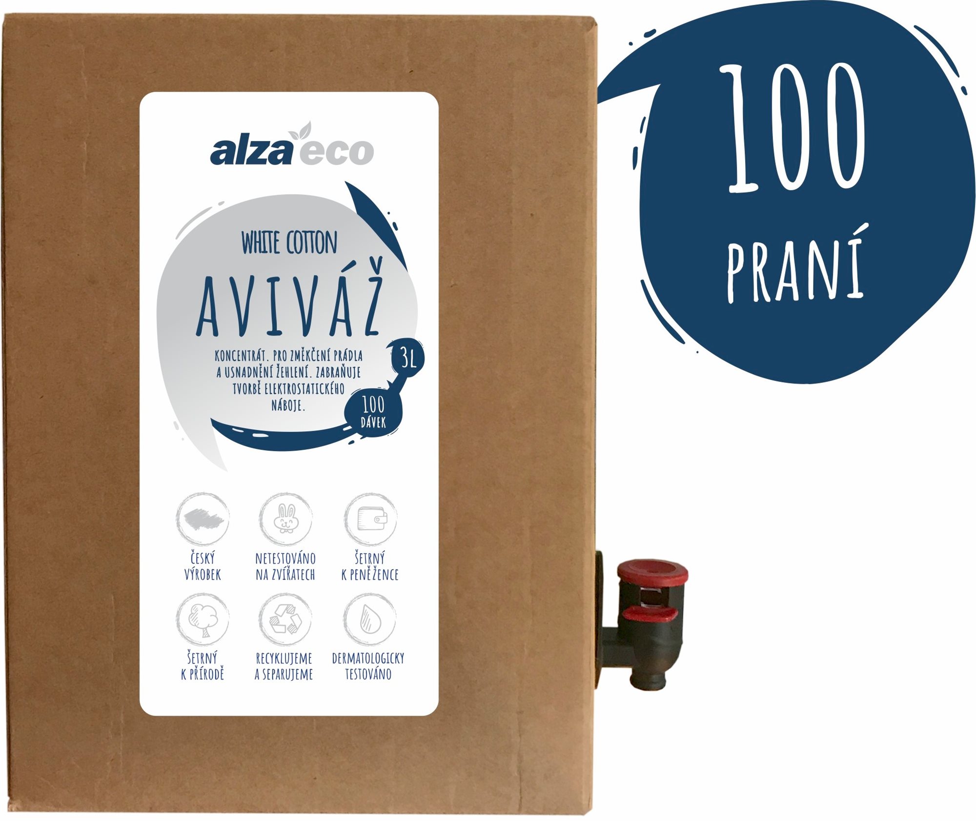 AlzaEco Aviváž  White Cotton 3 l (100 praní) Ekologická aviváž