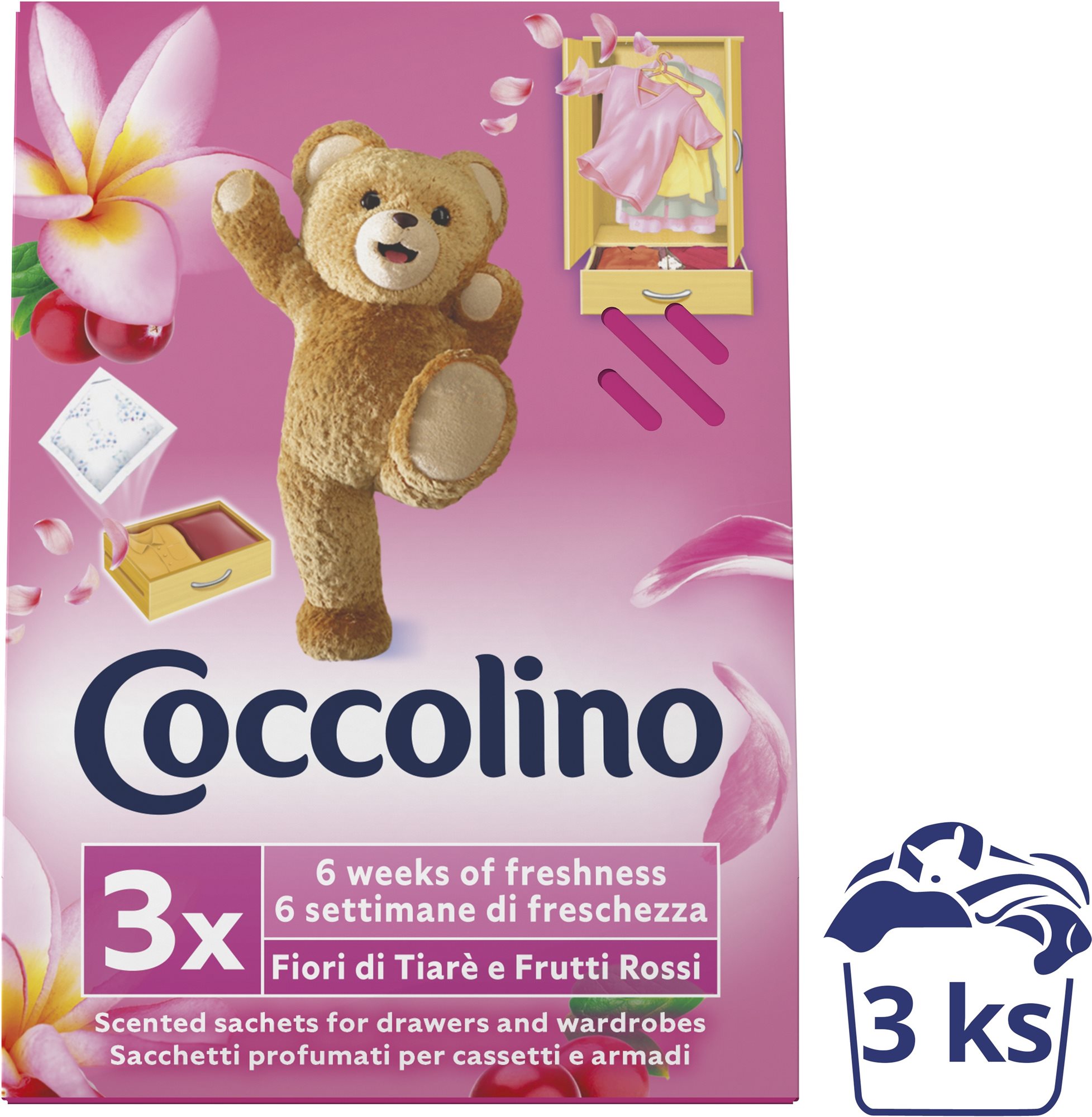 COCCOLINO Frutti Rossi vôňa do skrine 3 ks Vôňa do skrine