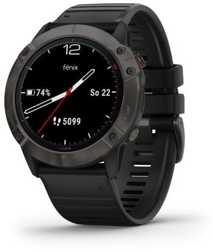 Garmin Fenix 6X Solar, Titanium Grey DLC, Black Band (MAP/Music)...