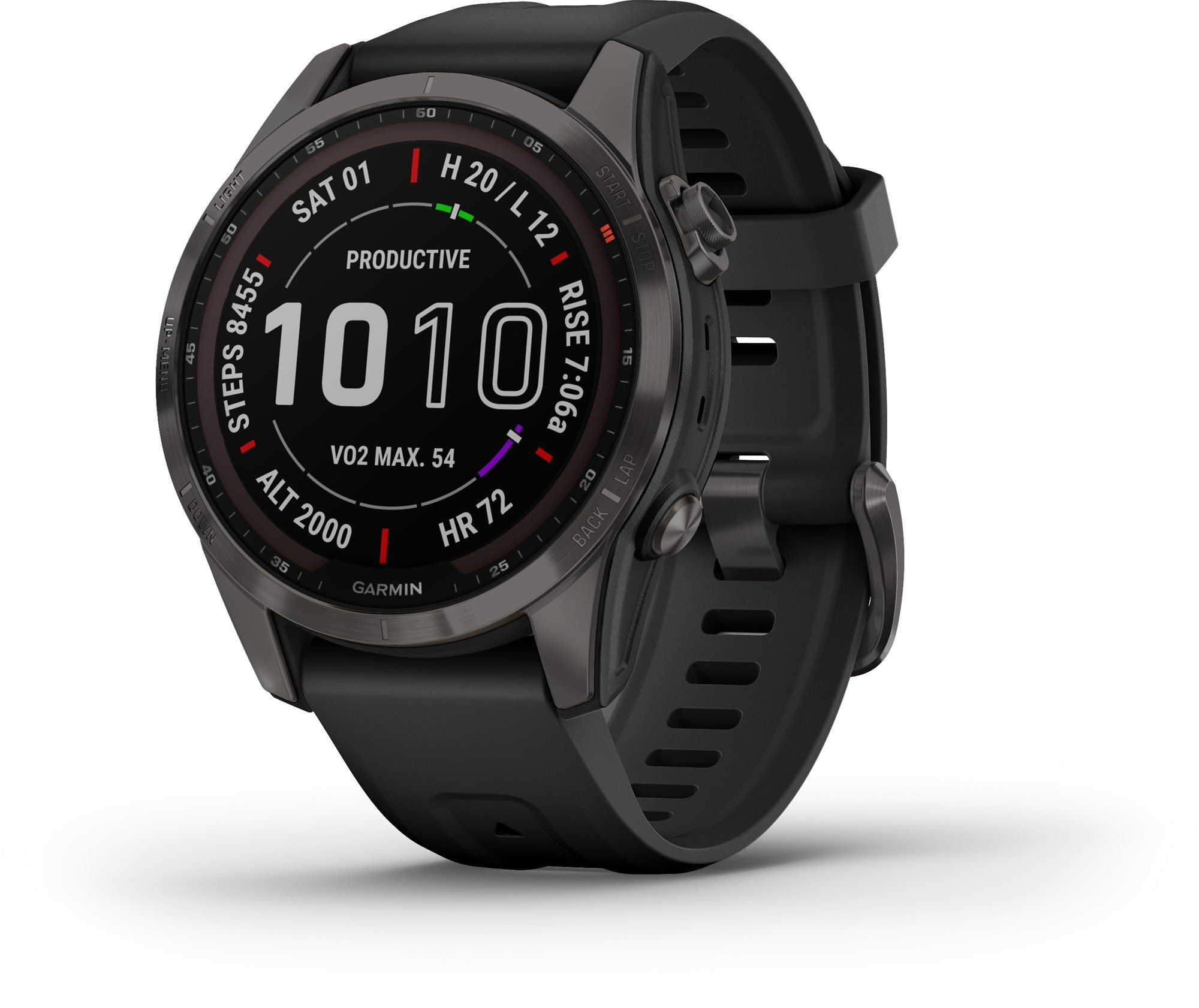 Garmin Fenix 7S Sapphire Solar Carbon Grey DLC Titanium/Black Band...