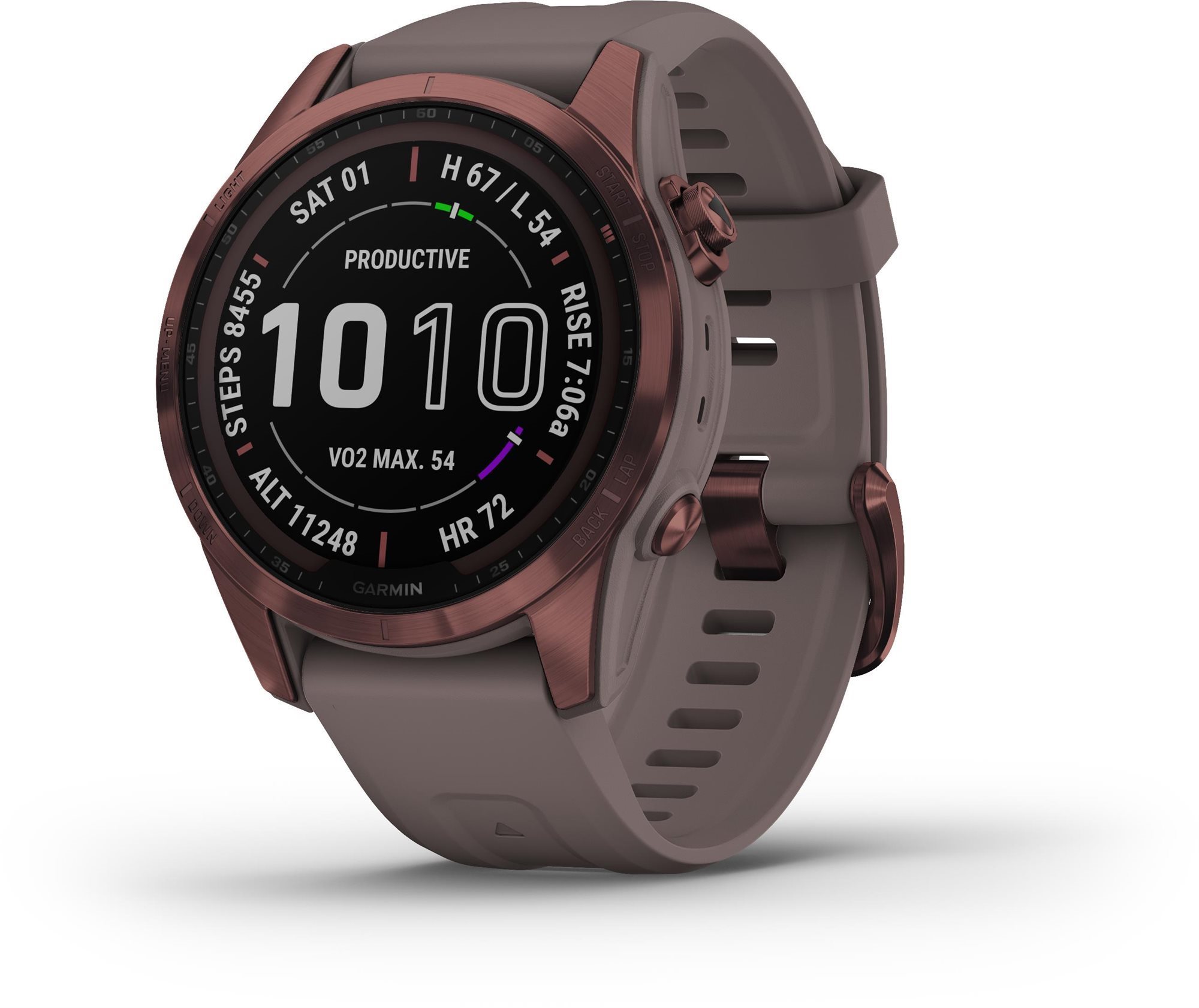 Garmin Fenix 7S Sapphire Solar Dark Bronze Titanium/Shale Grey Band...