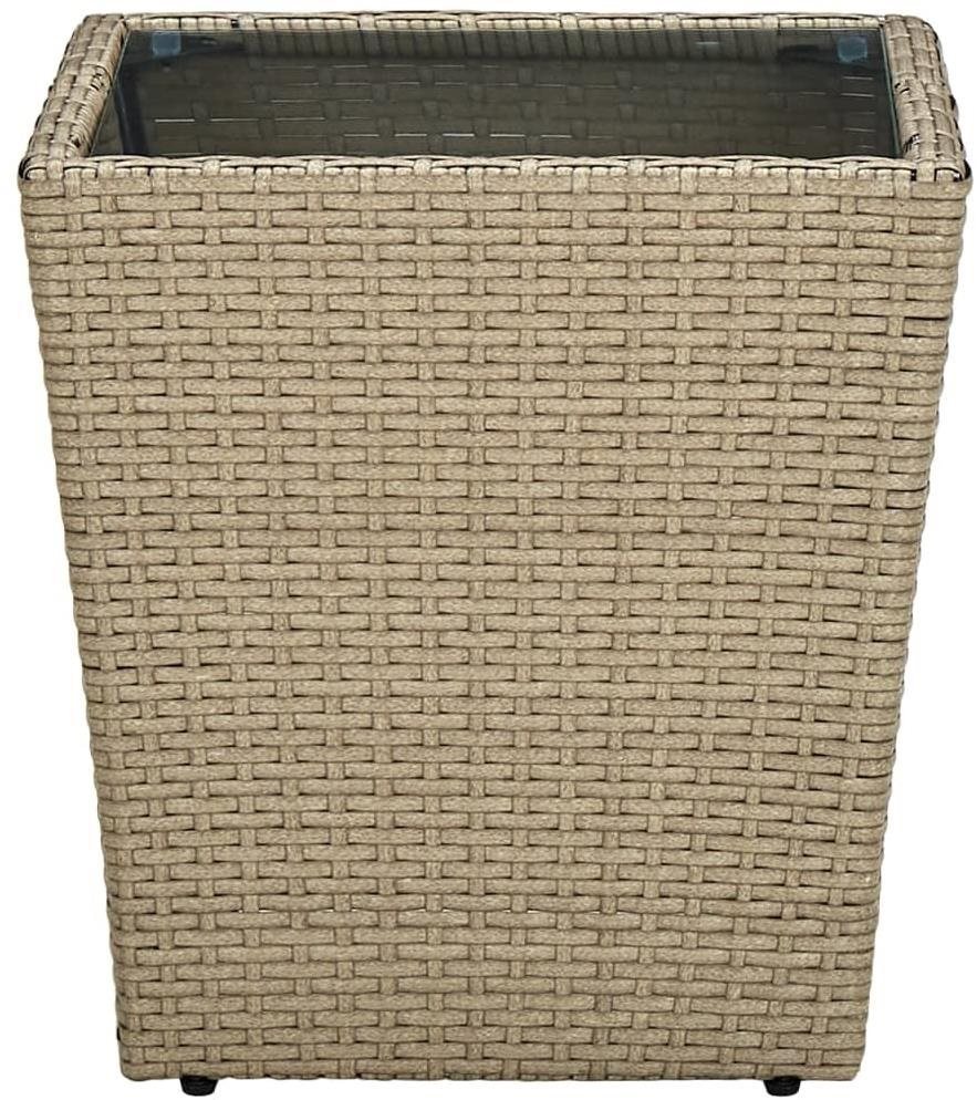 Čajový stolík béžový 41,5 × 41,5 × 44 cm polyratan a tvrdené sklo...
