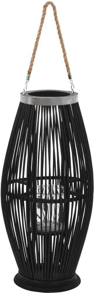 Závesný lampáš na sviečku bambus 60 cm čierny Lampáš