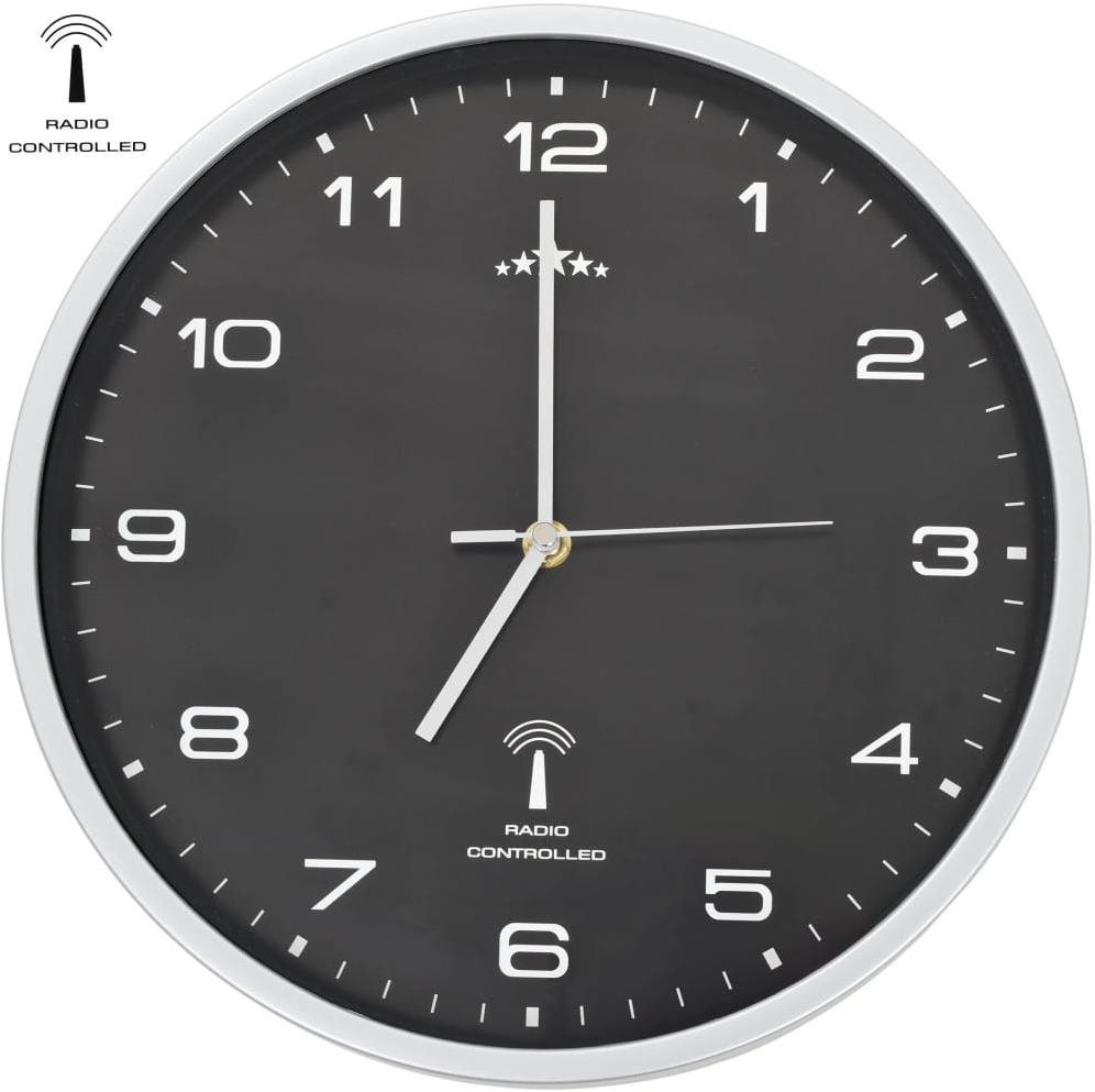 Rádiom riadené nástenné hodiny so strojčekom Quartz 31 cm čierne...