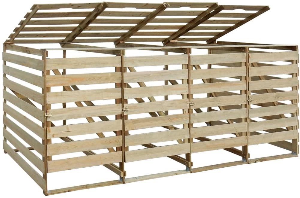 SHUMEE Přístřešek na popelnici, impregnovaná borovice 120 × 285 ×...