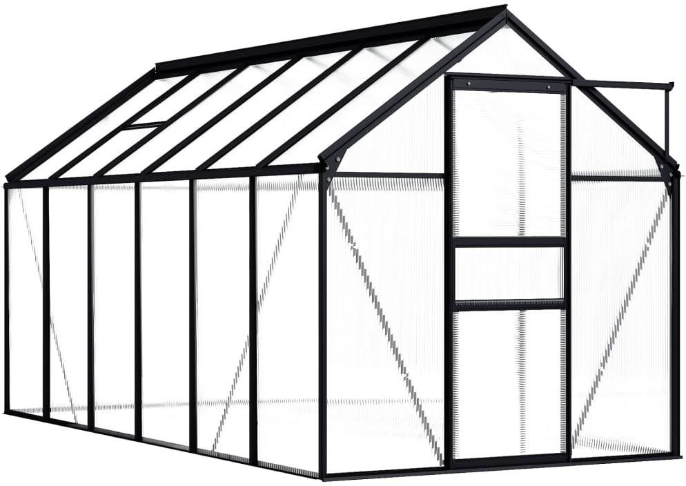 Skleník antracitový hliníkový 190 × 370 × 195 cm 7,03 m2 Skleník