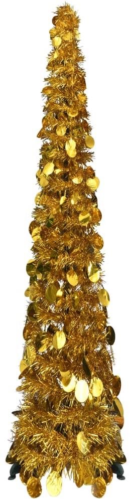 Rozkladací umelý vianočný stromček zlatý 120 cm PET Vianočný stromček