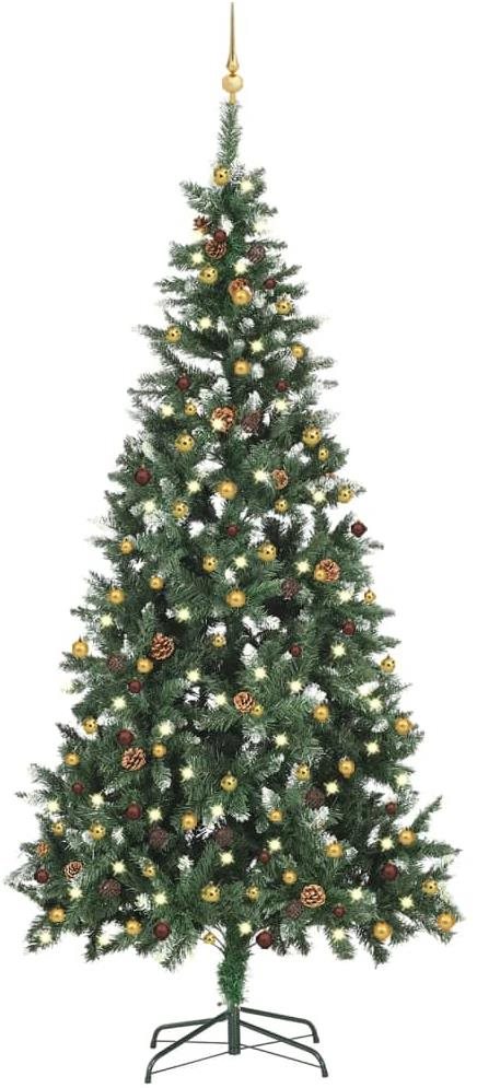 Umelý vianočný stromček s LED diódami a sadou gúľ 210 cm Vianočný...