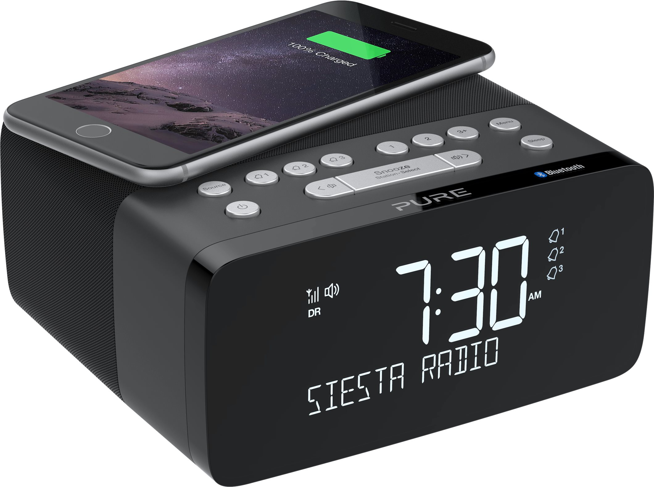 Pure Siesta Charge Graphite Rádiobudík
