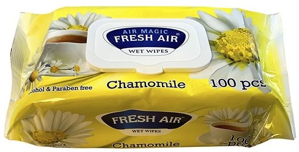 Fresh Air vlhčené obrúsky 100 ks klip harmanček Čistiace utierky