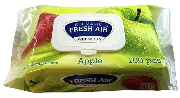 Fresh Air vlhčené obrúsky 100 ks klip jablko Čistiace utierky