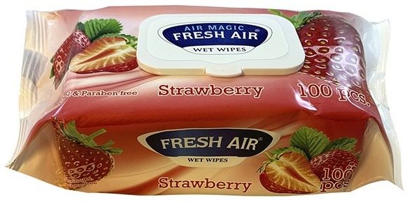 Fresh Air vlhčené obrúsky 100 ks klip jahoda Čistiace utierky