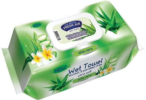 Fresh Air vlhčené obrúsky 100 ks klip aloe Čistiace utierky