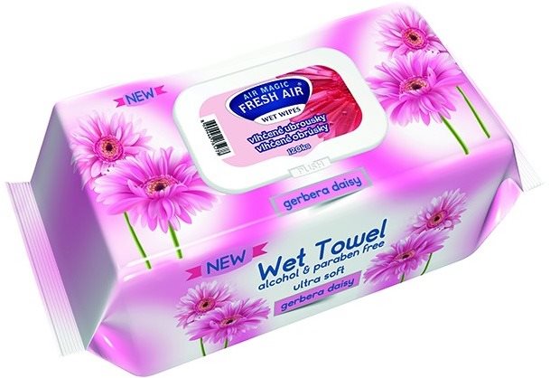 Fresh Air vlhčené obrúsky 120 ks klip gerbera Čistiace utierky