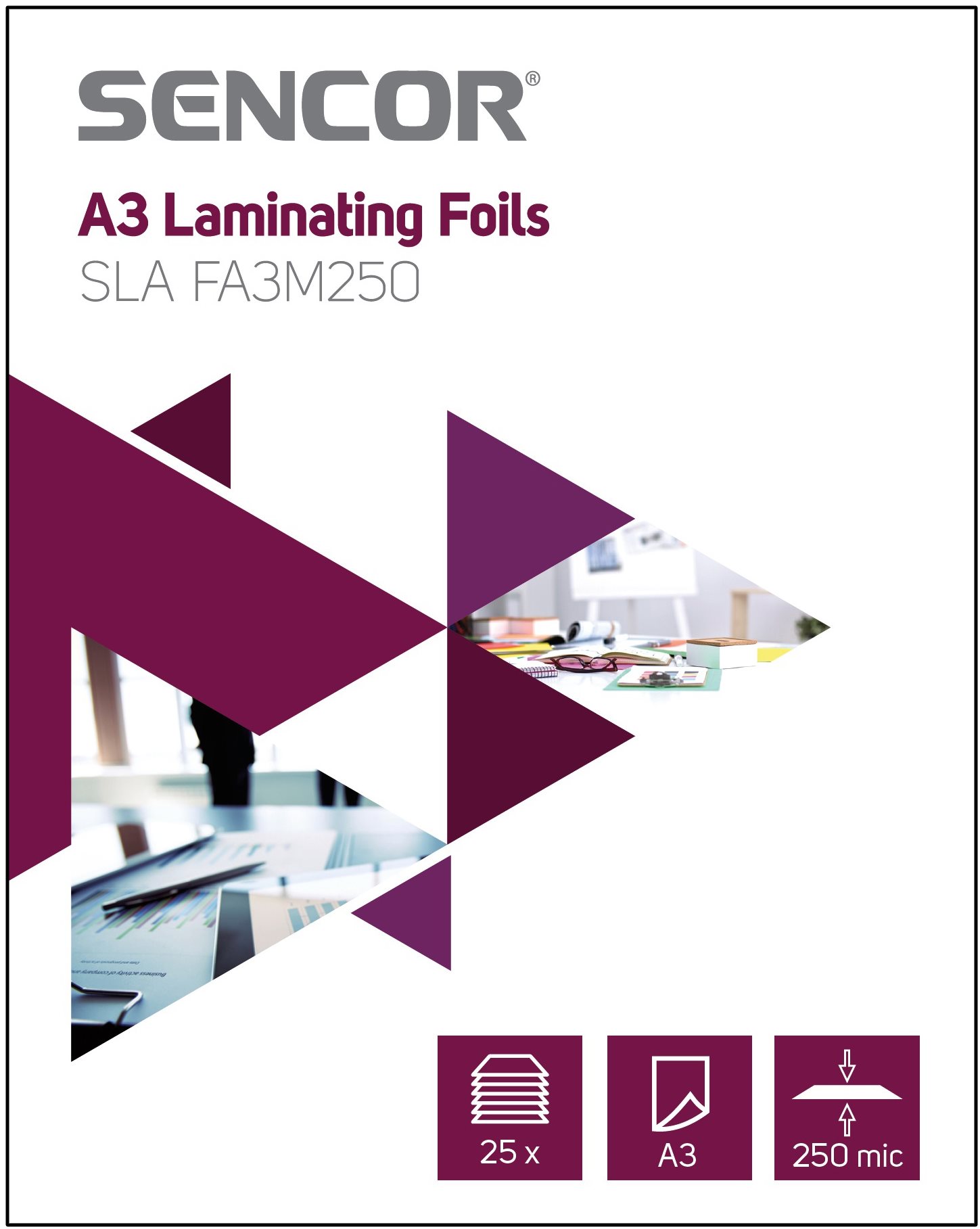 SENCOR SLA FA3M250 A3 250mic - 25 db Lamináló fólia