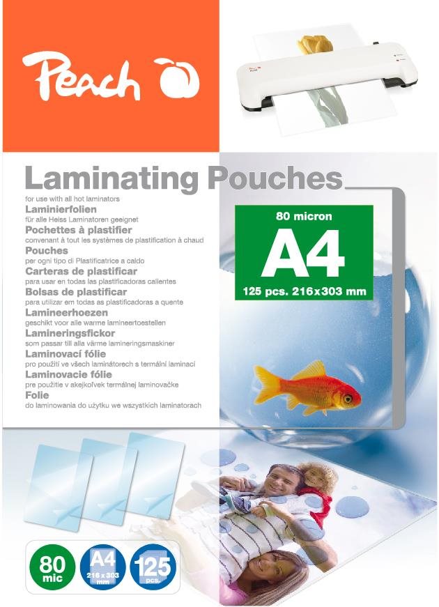 PEACH A4 (216 × 303mm), 80 mic, lesklá, 100 ks + 25 ks zdarma...
