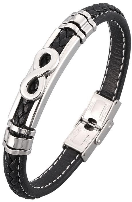 Kožený náramek nekonečno 20 cm- černá Náramek