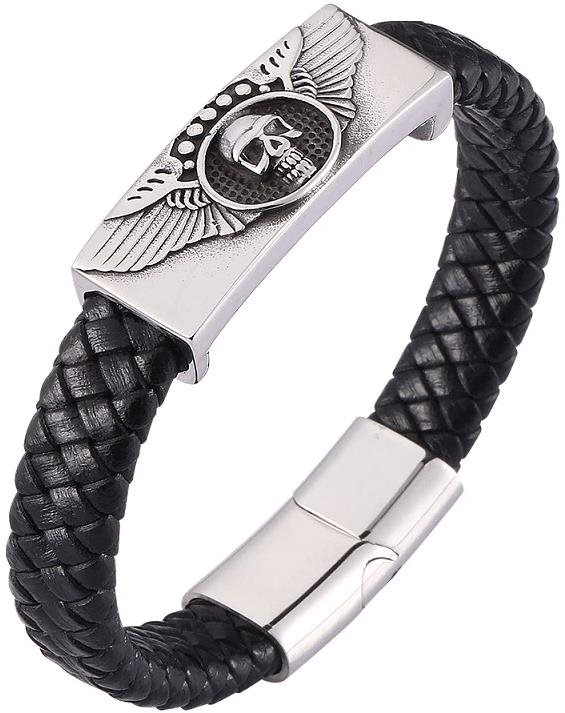 Kožený náramok 19,5 cm – lebka PD0483-2 Náramok
