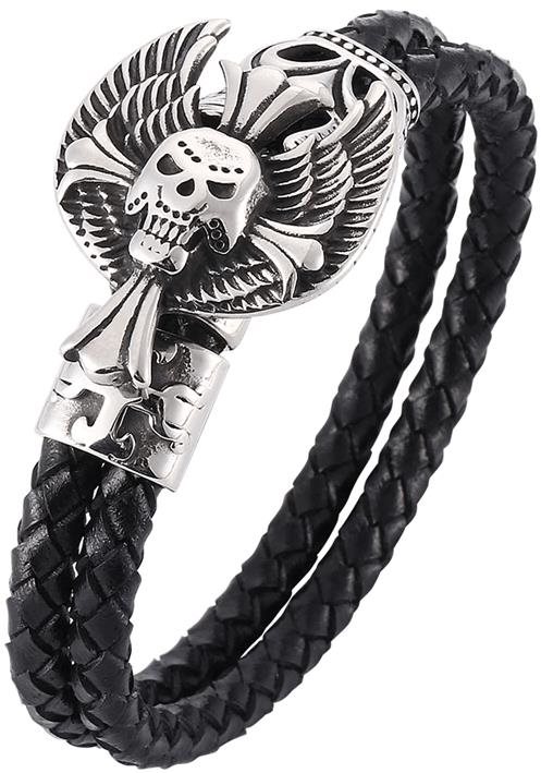 Kožený náramok 20,5 cm – lebka PD757 Náramok