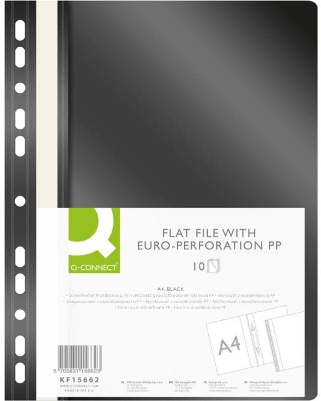 Q-CONNECT A4 euro-perforálással PP, fekete - 10 db-os csomag...