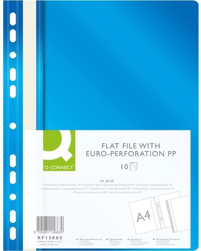 Q-CONNECT A4 euro-perforálással PP, kék - 10 db-os csomag...