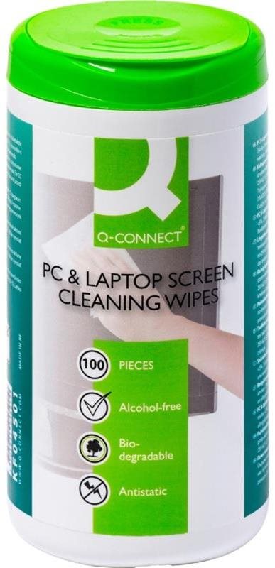 Q-CONNECT na monitor, 100 ks Čistiace utierky