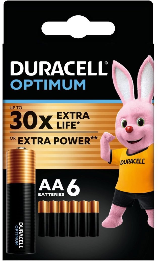 DURACELL Optimum alkáli elem AA, 6 darab Eldobható elem