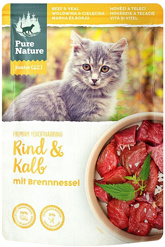 Pure Nature Cat Junior vrecko Hovädzie a Teľacie 85 g Kapsička pre...