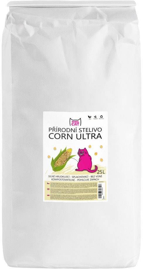 Rebel Cat prírodná podstielka hrudkujúca Corn Ultra 25 l Podstielka...