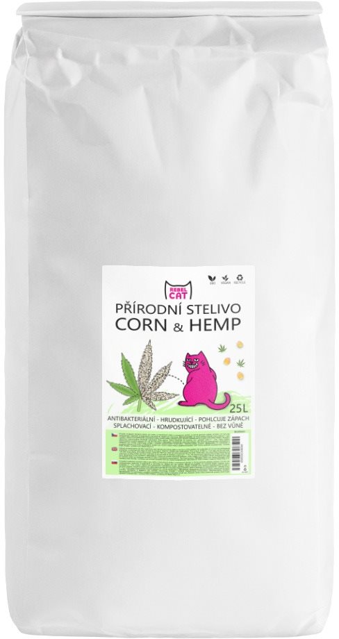 Rebel Cat prírodná podstielka hrudkujúca Corn & Hemp 25 l...
